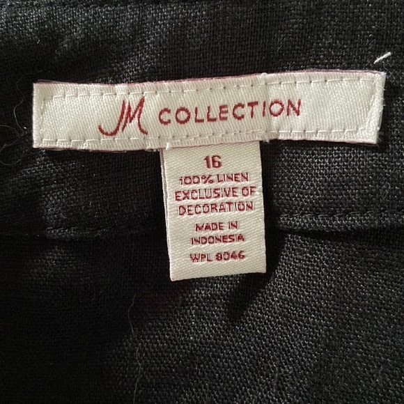 JM Collection Black Linen Short Sleeve Top Shirt Blouse size 16 - Picture 6 of 7